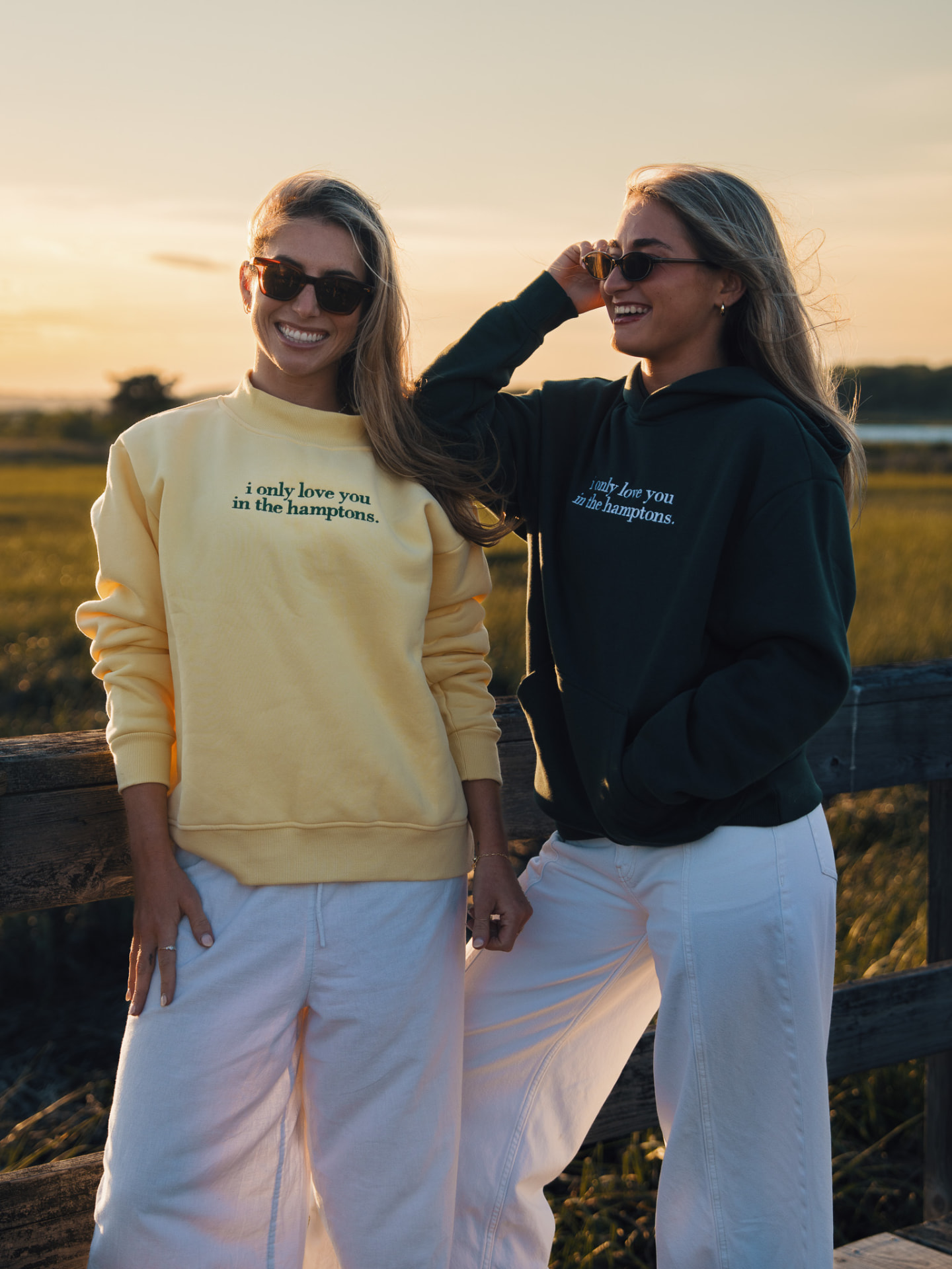 i only love you in the hamptons mock-neck crew
