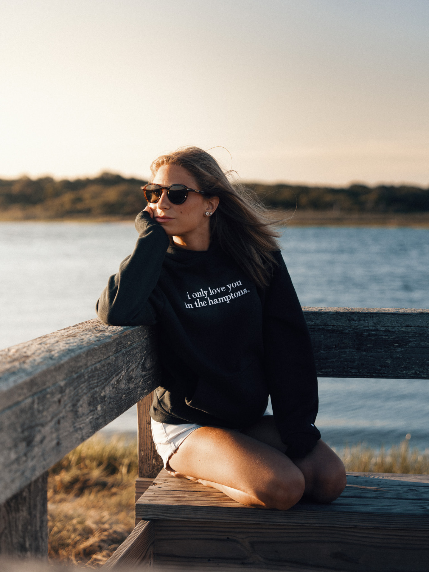 i only love you in the hamptons fleece hoodie