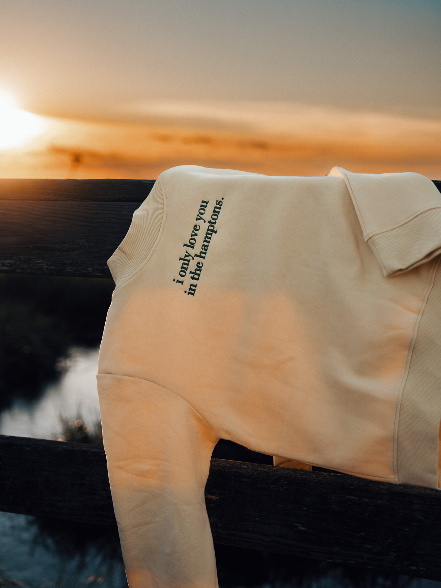 i only love you in the hamptons mock-neck crew